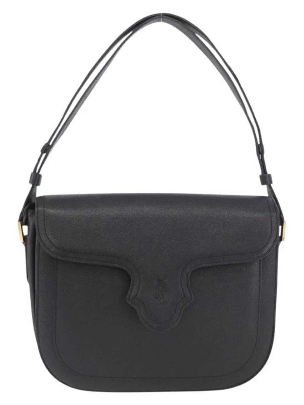 SAINT LAURENT Shoulder Bag Leather Black Gold Auth bs33997 - Picture 3 of 16
